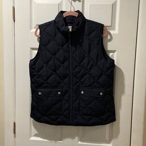 Talbots Navy Quilted Vest Size Medium 2 Snap Pockets